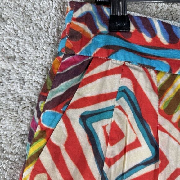 J Crew Collection Geo‎ Brushstroke Shorts Womens 6 Festival Multi Color Pleated - Picture 7 of 14